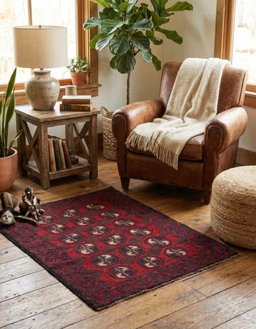 3' x 4' 7 Hand Knotted Balouch Persian Wool Rug
