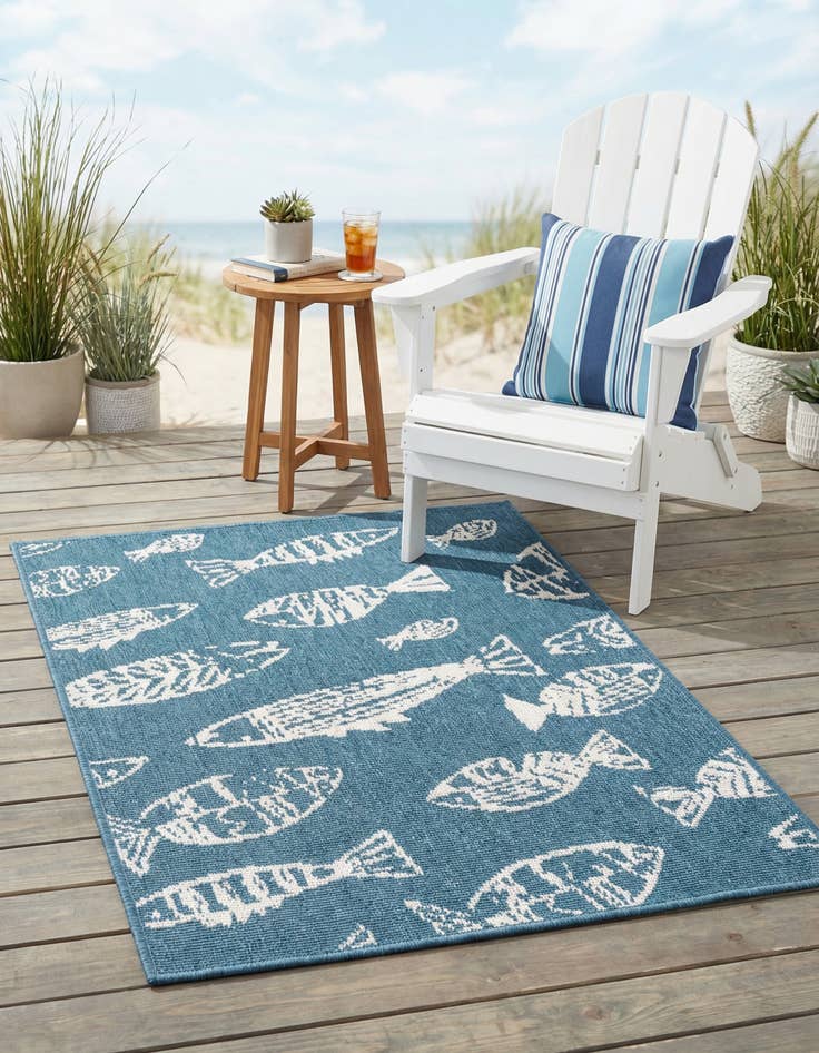 Detail image of 2' x 3'  Washable Coastal Indoor / Outdoor Rug