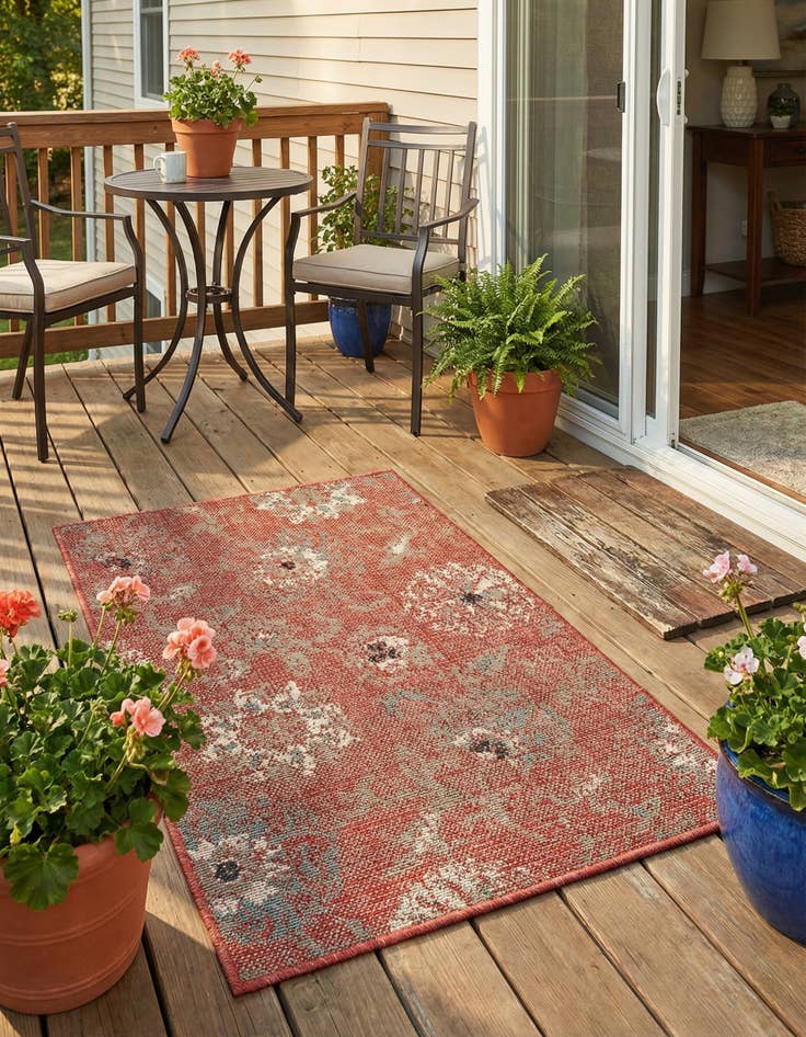Detail image of 2' x 3'  Washable Botanical Indoor / Outdoor Rug