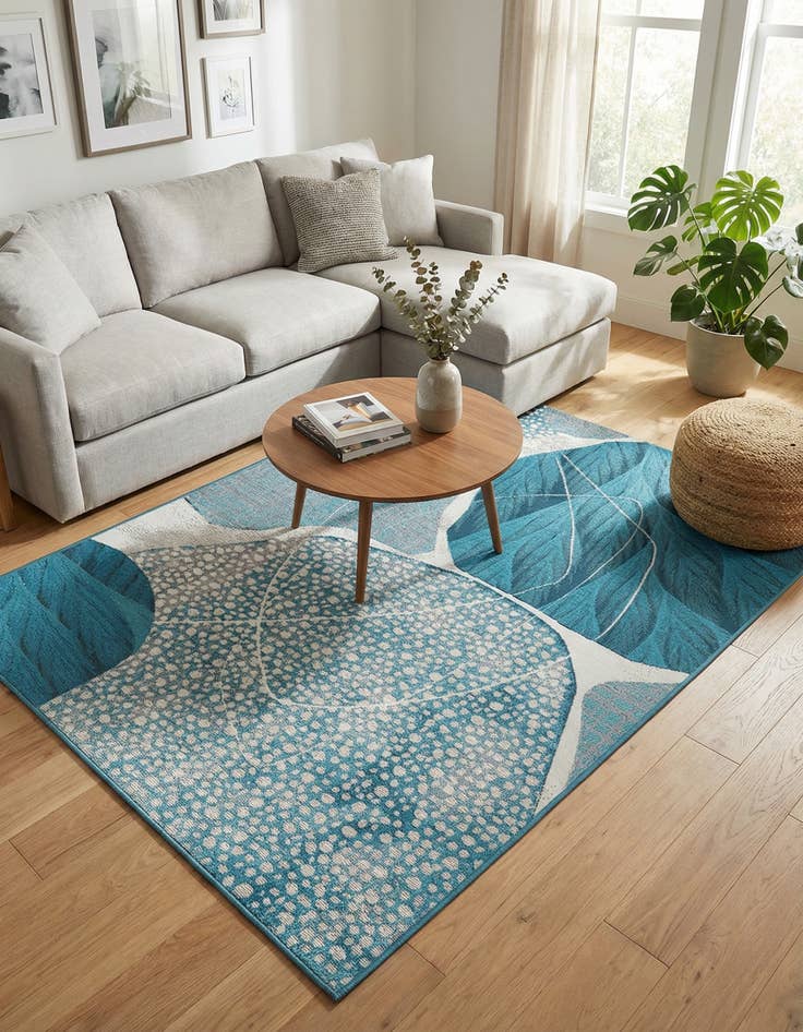 Detail image of  4' 1 x 6' 1  Washable Modern Indoor / Outdoor Rug