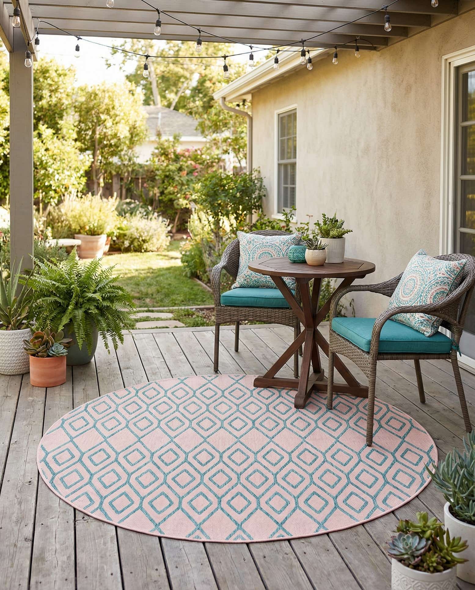 6' 7 x 6' 7 Easy-Clean Jill Zarin Turks and Caicos Indoor / Outdoor Round Rug