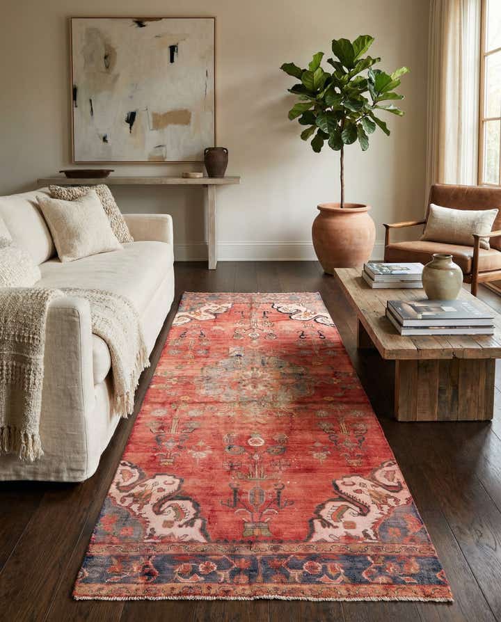 4' 1 x 9' 8 Hand Knotted Ultra Vintage Persian Wool Runner Rug