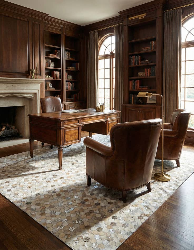 Detail image of  8' 2 x 9' 8 Cowhide Leather Rug