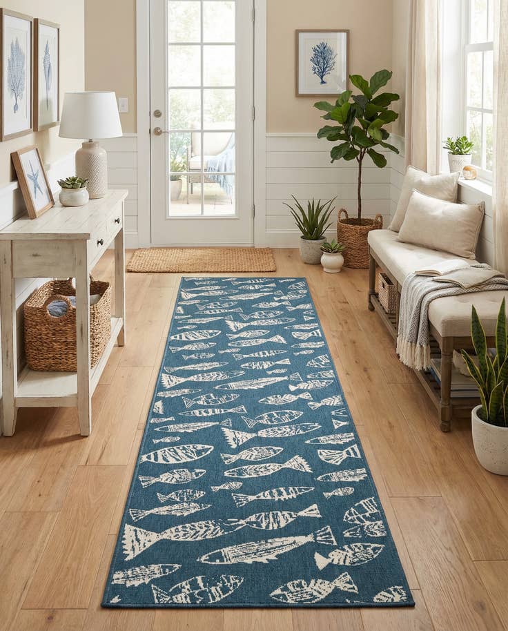 Detail image of 2' 7 x 12' Easy-Clean Coastal Indoor / Outdoor Runner Rug