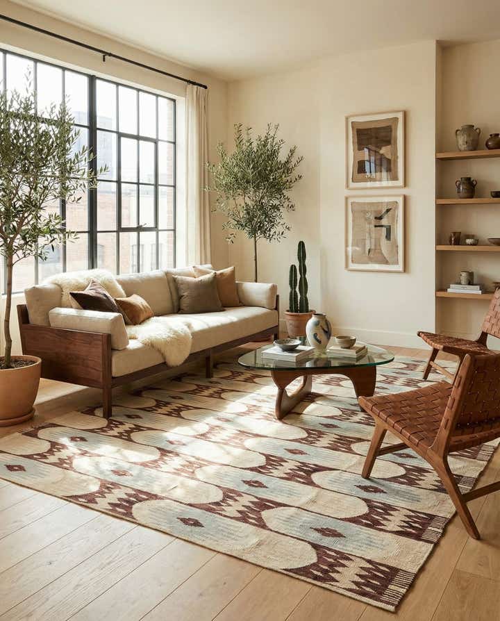 6' 10 x 9' 4 Hand Woven Kilim Modern Wool Rug