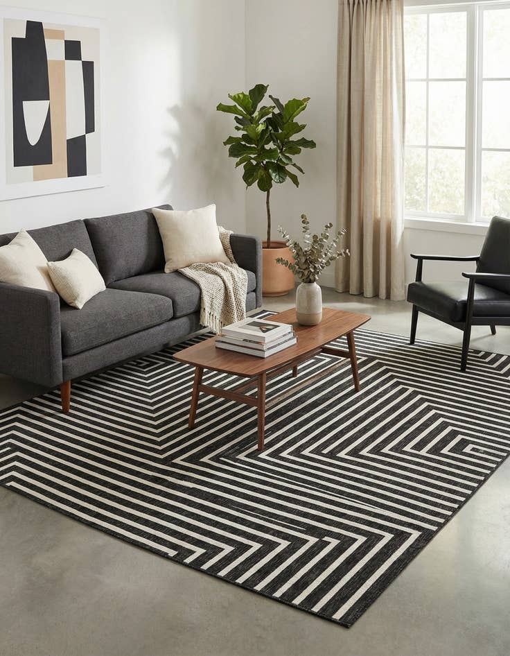 Detail image of  7' 10 x 10'  Washable Modern Indoor / Outdoor Rug