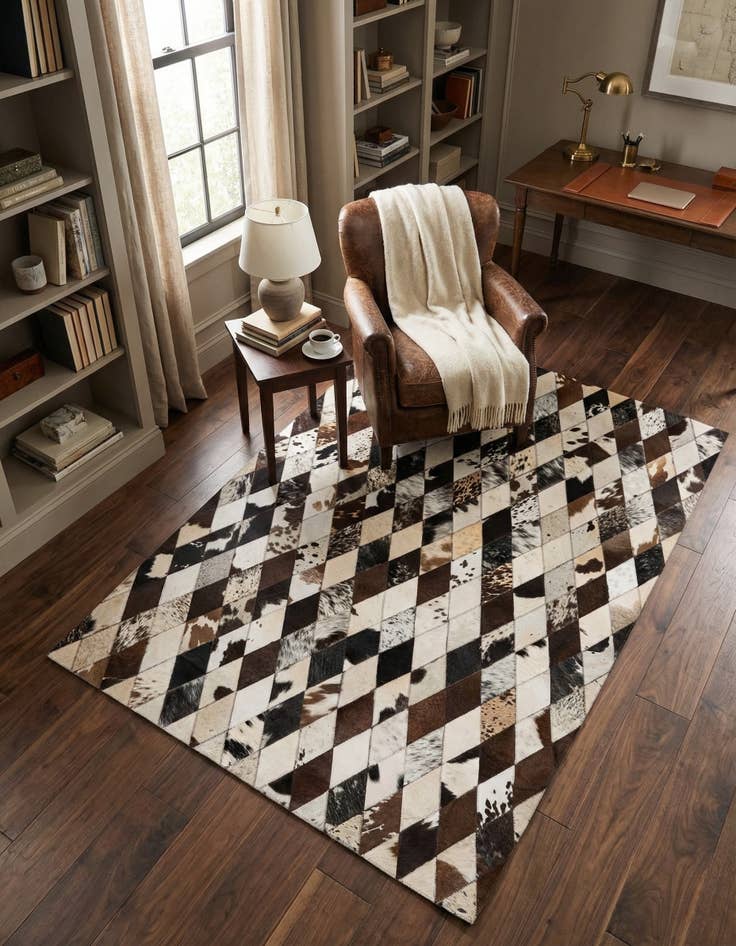 Detail image of 4' 1 x 5' 10 Cowhide Stocks Rug