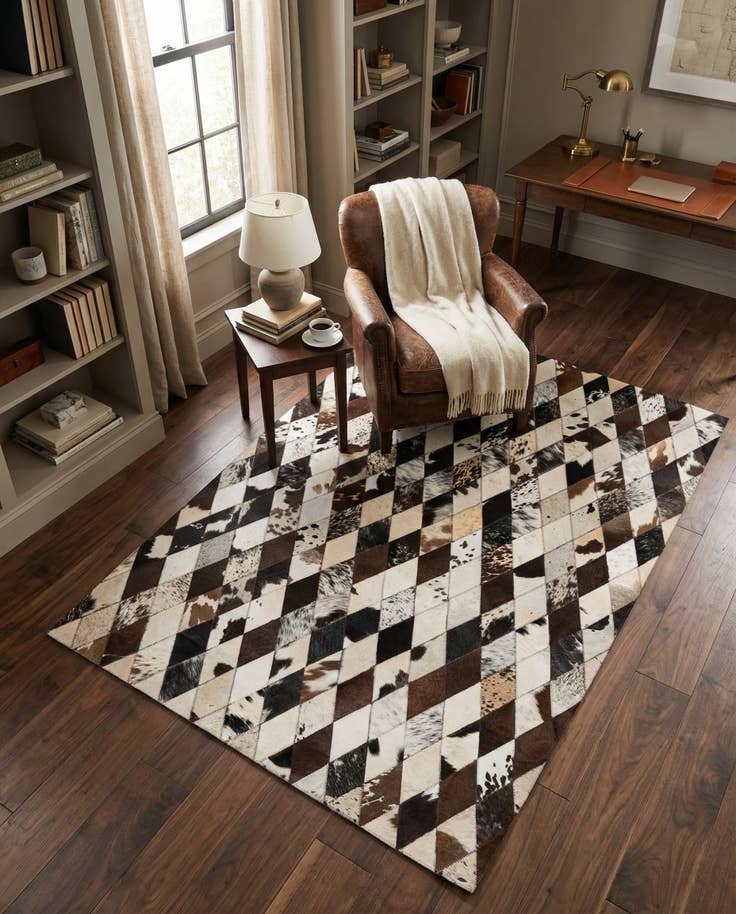 Detail image of 4' 1 x 5' 10 Cowhide Stocks Rug