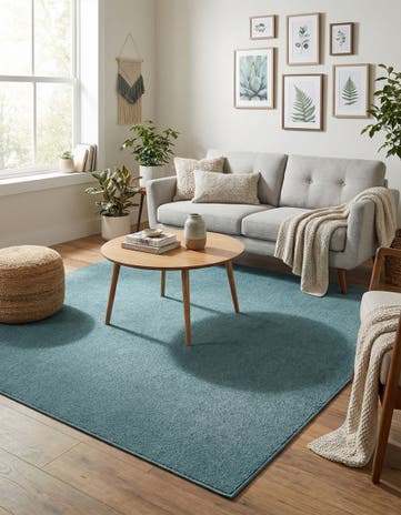 Aquamarine Blue Everyday Solid Square Rug