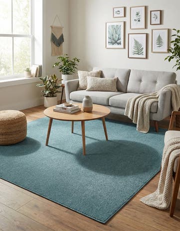 Aquamarine Blue Everyday Solid Square Rug