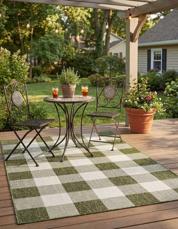 5' 3 x 8' Easy-Clean Checkered Indoor / Outdoor Rug