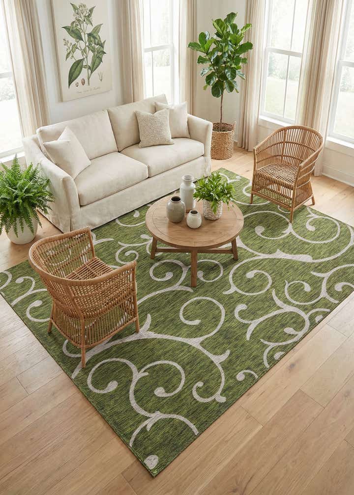 9' x 12' Easy-Clean Botanical Indoor / Outdoor Rug
