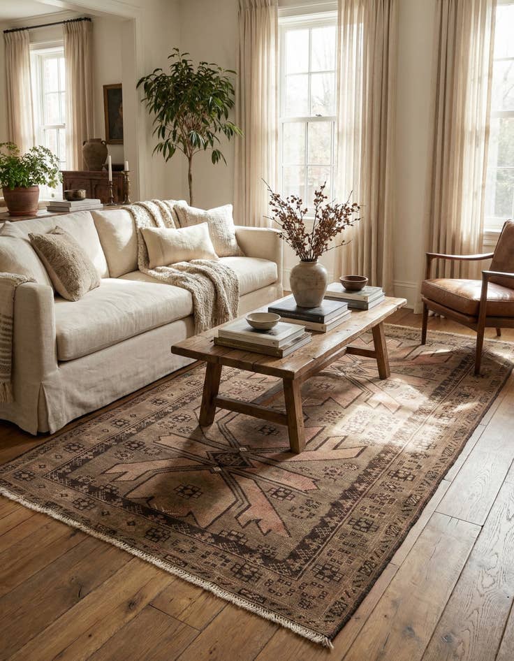 Detail image of 3' 7 x 6' 8  Hand Knotted Ultra Vintage Persian Wool Rug