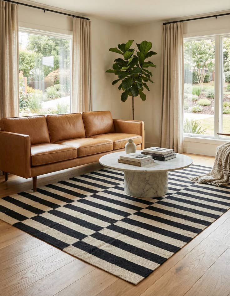 Detail image of 4' 2 x 5' 10  Hand Woven Kilim Modern Wool Rug