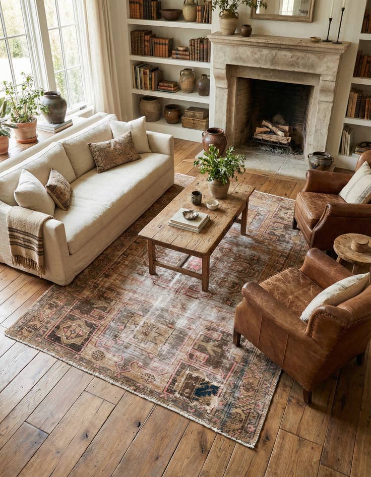 Detail image of 4' 3 x 6' 3  Hand Knotted Ultra Vintage Persian Wool Rug