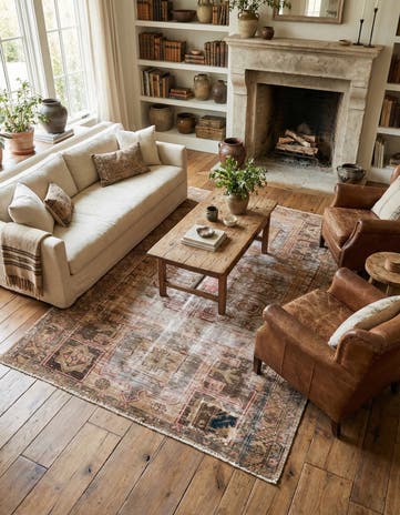 4' 3 x 6' 3 Hand Knotted Ultra Vintage Persian Wool Rug