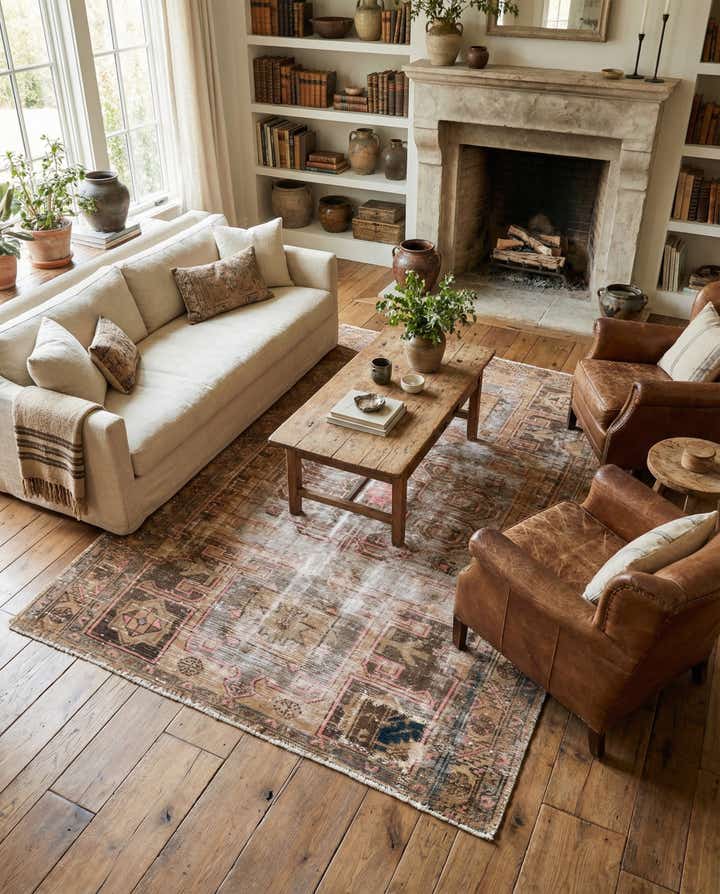 4' 3 x 6' 3 Hand Knotted Ultra Vintage Persian Wool Rug