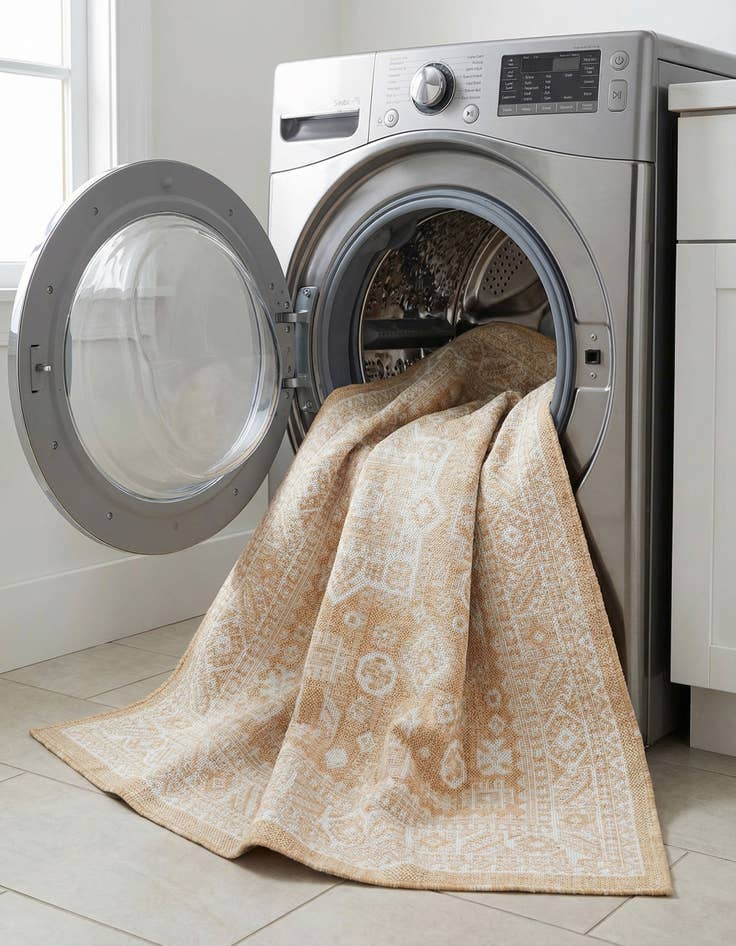 Detail image of 5' 3 x 5' 3  Washable Aztec Indoor / Outdoor Square Rug