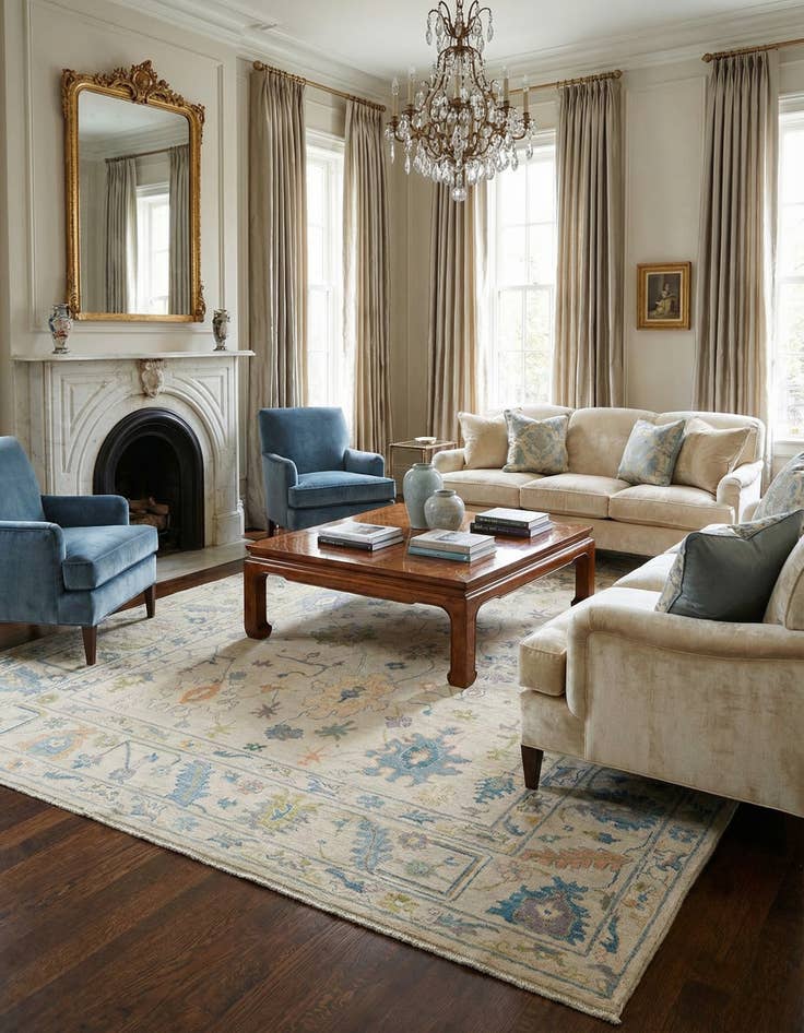 Detail image of  8' 11 x 11' 9  Hand Knotted Oushak Rug