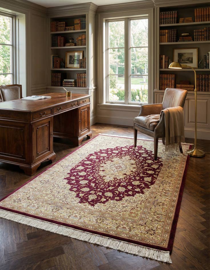 Detail image of 3' 5 x 5' Ghom Silk Rug