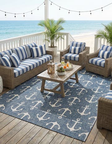 9' x 12' Easy-Clean Coastal Indoor / Outdoor Rug