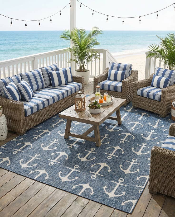 Detail image of 9' x 12' Easy-Clean Coastal Indoor / Outdoor Rug