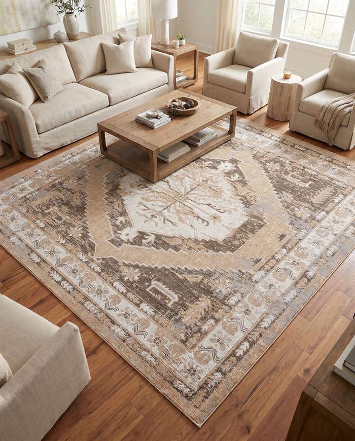 10' x 10' Easy-Clean Traditional Indoor / Outdoor Square Rug