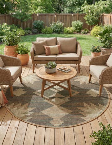 Easy-Clean Baja Indoor / Outdoor Round Rug