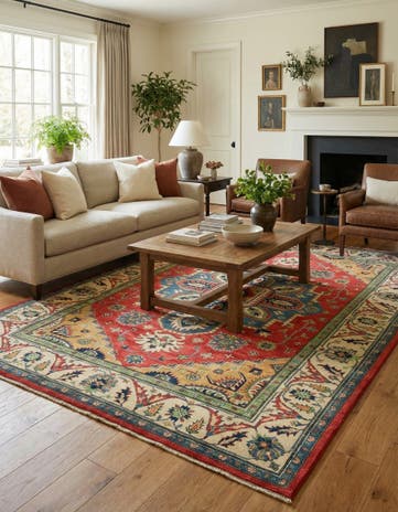 6' 8 x 9' 6 Hand Knotted Kazak Rug