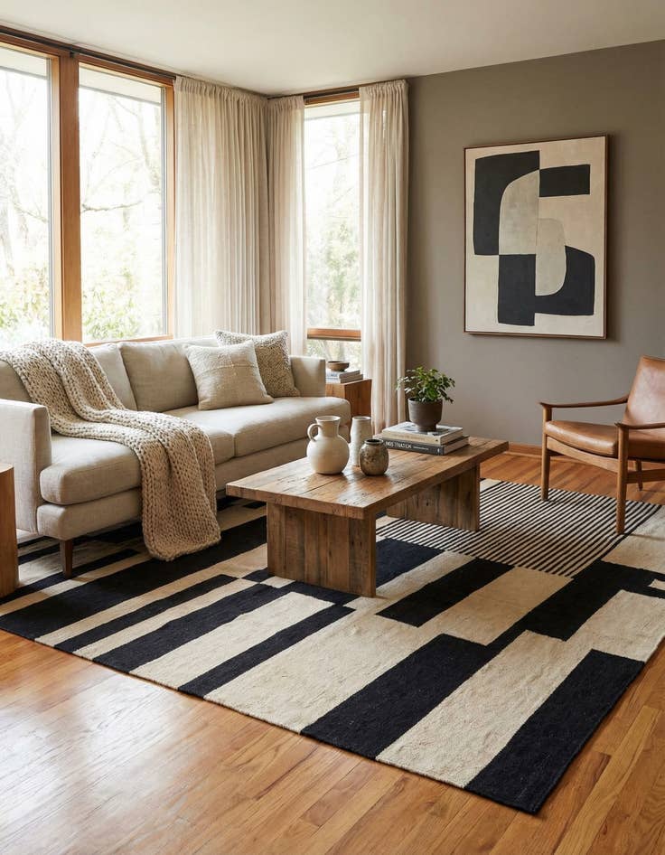 Detail image of 5' 7 x 7' 10  Hand Woven Kilim Modern Wool Rug