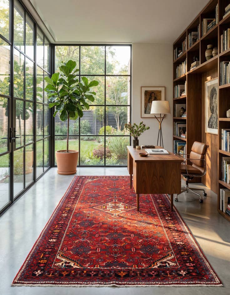 Detail image of 5' 1 x 9' 10 Hamedan Wool Runner Rug