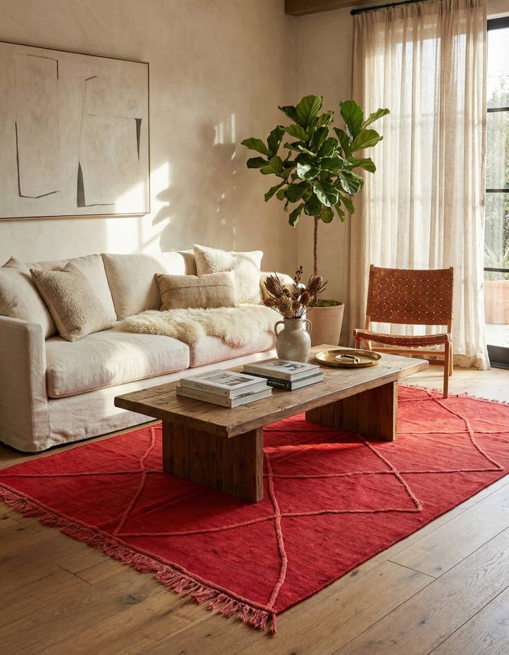 Detail image of  6' 4 x 9' 10  Hand Knotted Moroccan Wool Rug