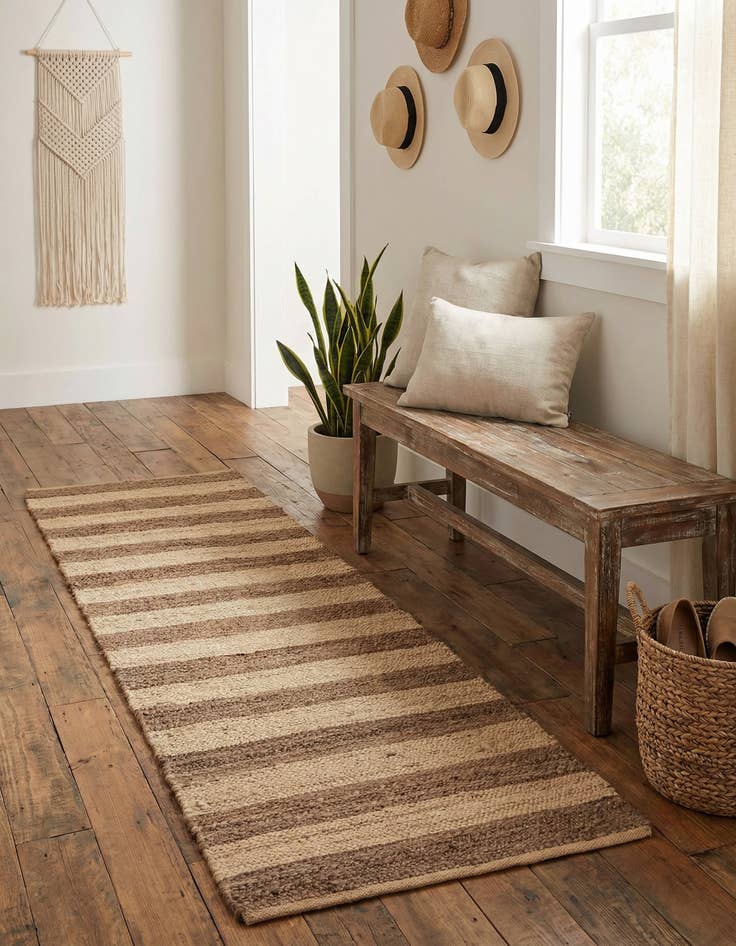 Detail image of 2' 7 x 10'  Hand Braided Jute Runner Rug