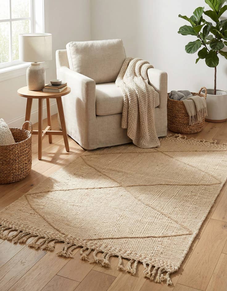 Detail image of 3' 8 x 5' 6  Hand Knotted Moroccan Wool Rug