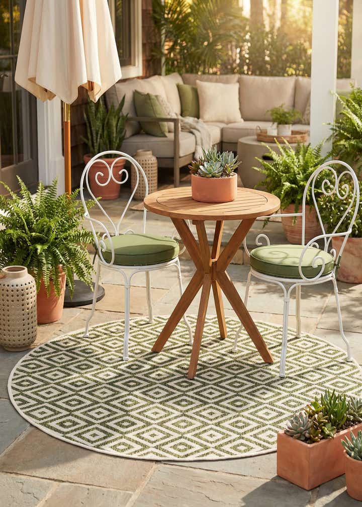 4' x 4' Easy-Clean Jill Zarin Costa Rica Indoor / Outdoor Round Rug