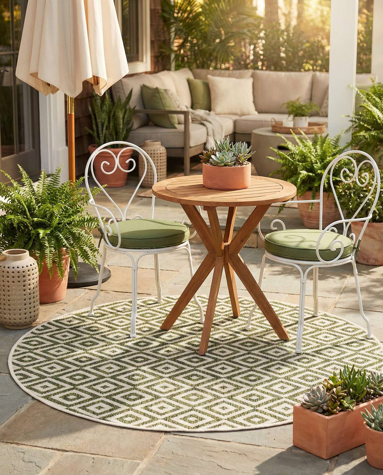 4' x 4' Easy-Clean Jill Zarin Costa Rica Indoor / Outdoor Round Rug