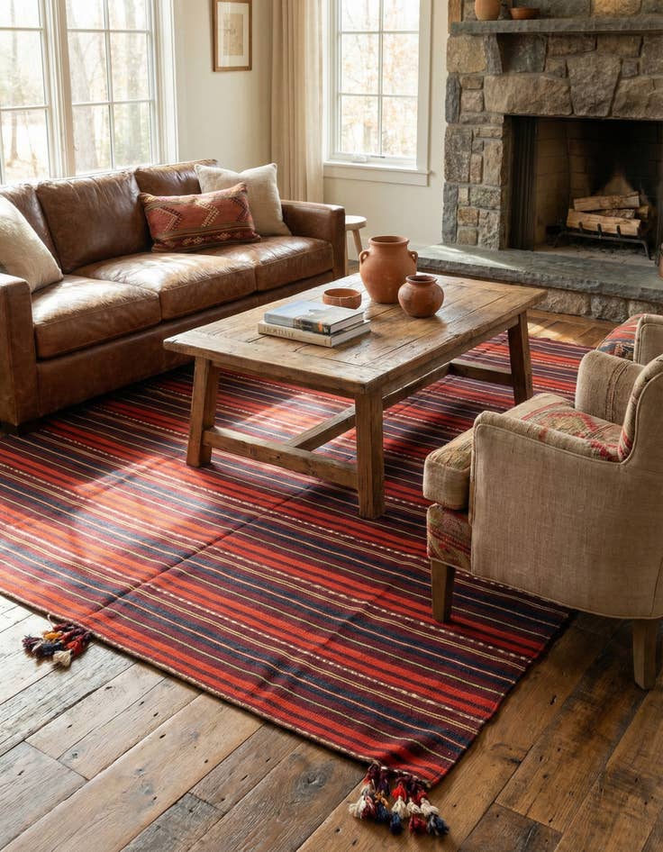 Detail image of 5' 6 x 10' 4  Hand Woven Kilim Fars Wool Rug