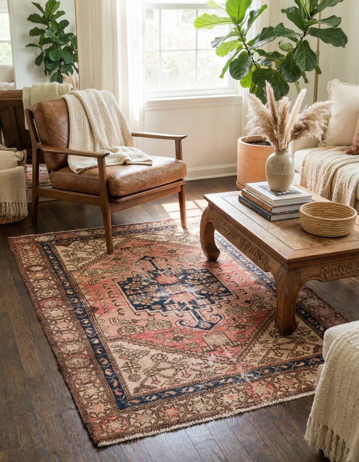 Detail image of 4' x 5' 9  Hand Knotted Ultra Vintage Persian Wool Rug