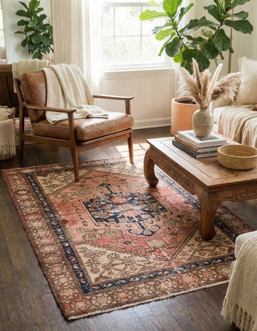 4' x 5' 9 Hand Knotted Ultra Vintage Persian Wool Rug