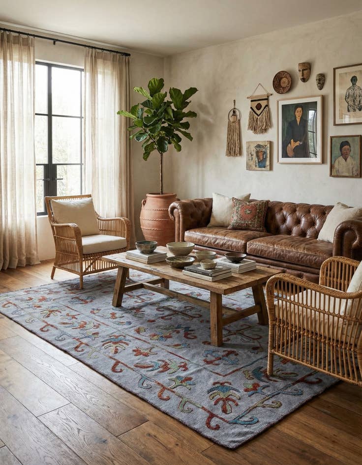 Detail image of 5' 7 x 7' 8  Hand Woven Kilim Suzani Wool Rug