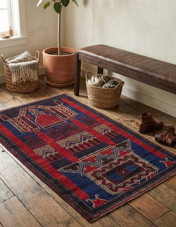 2' 9 x 4' 9 Hand Knotted Balouch Persian Wool Rug