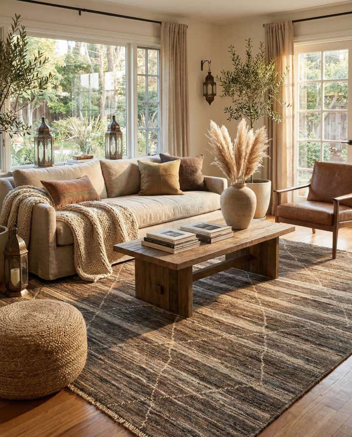 5' x 6' 7 Hand Knotted Moroccan Wool Rug