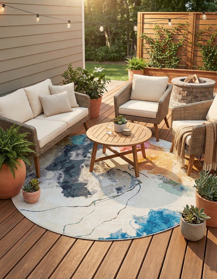 7' 10 x 7' 10 Easy-Clean Modern Indoor / Outdoor...