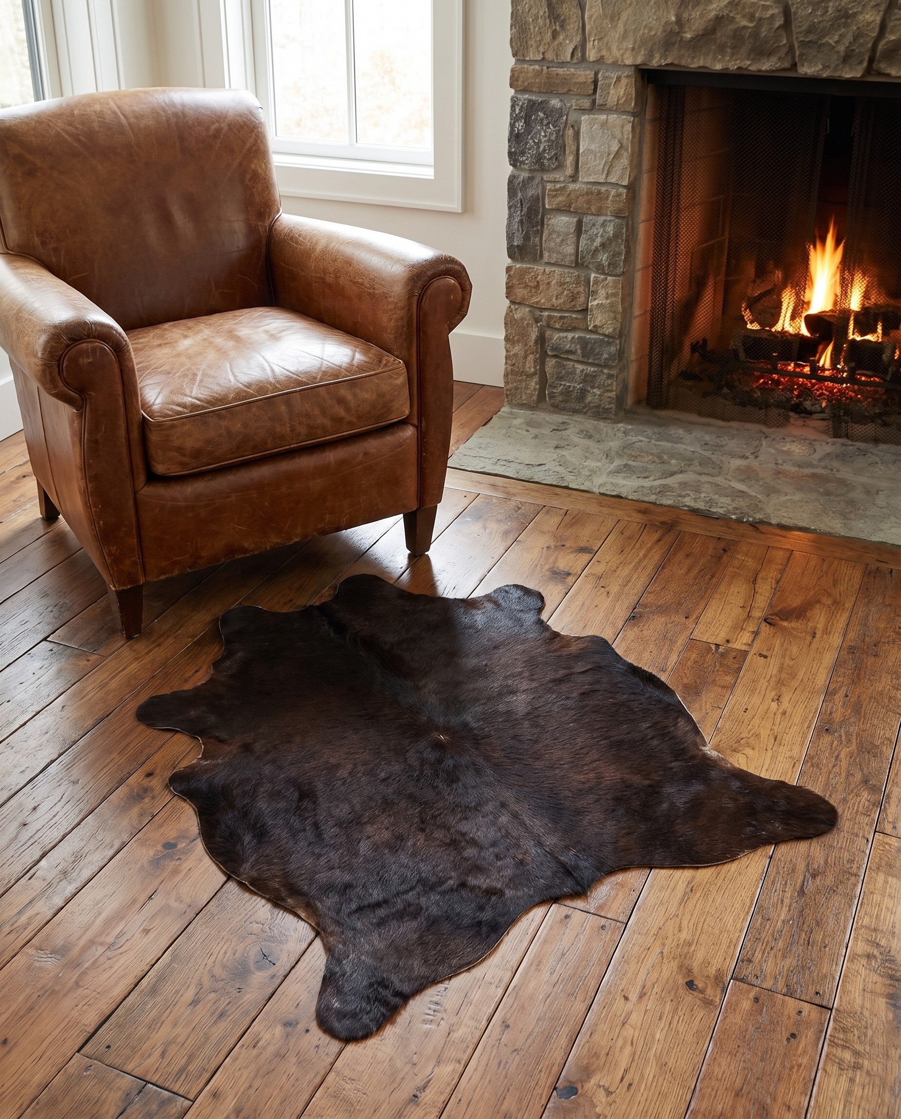 2' 1 x 2' 10 Cowhide Leather Rug