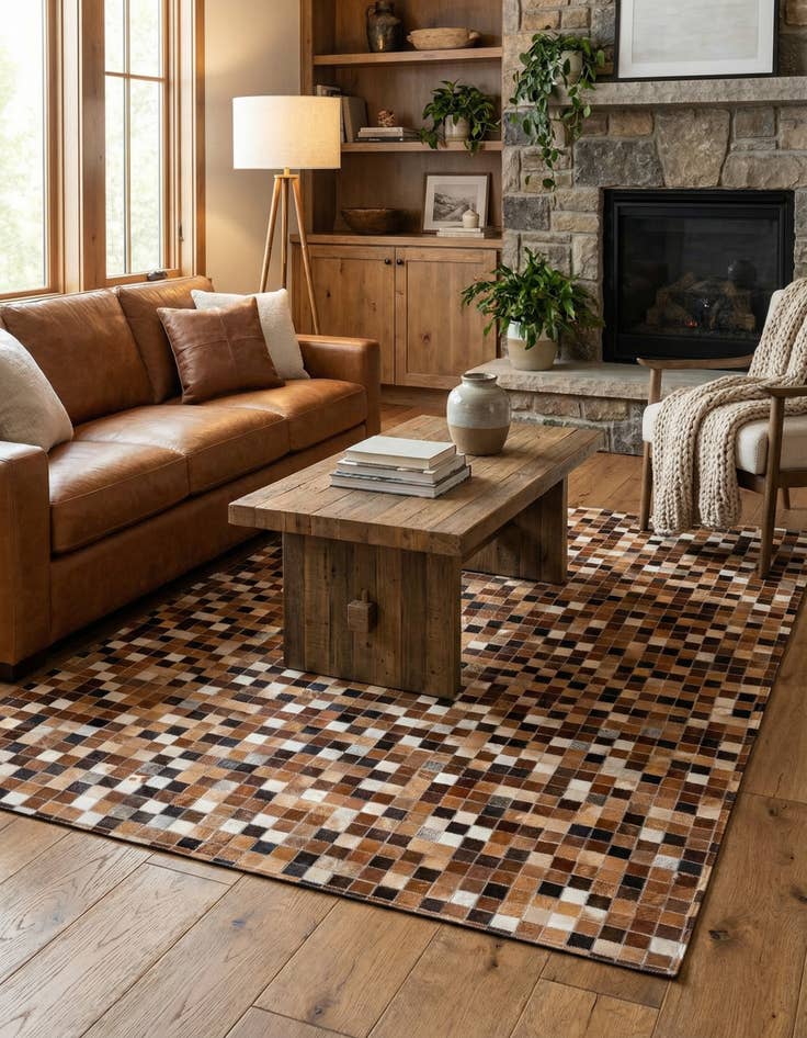 Detail image of 4' 8 x 6' 8 Cowhide Stocks Rug