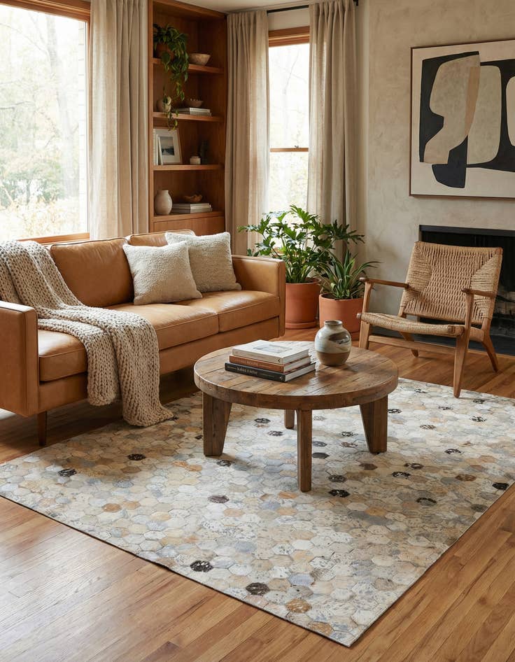 Detail image of  4' x 5' 7 Cowhide Stocks Rug