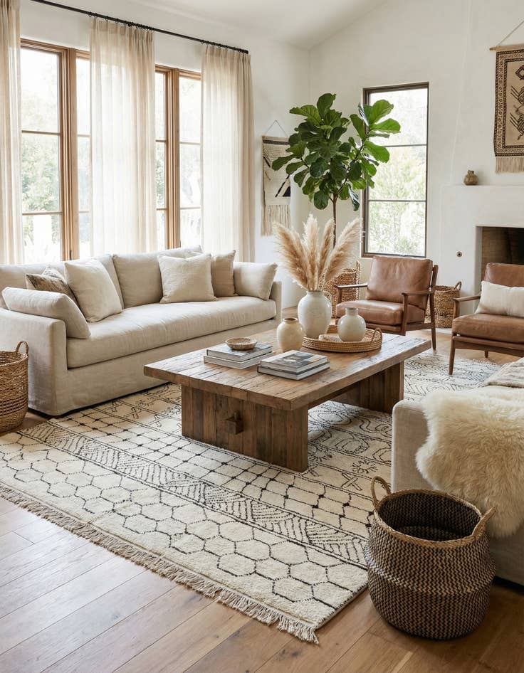 Detail image of 8' 2 x 10'  Hand Knotted Moroccan Wool Rug