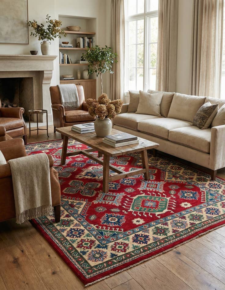 Detail image of  6' x 9' 2  Hand Knotted Kazak Rug