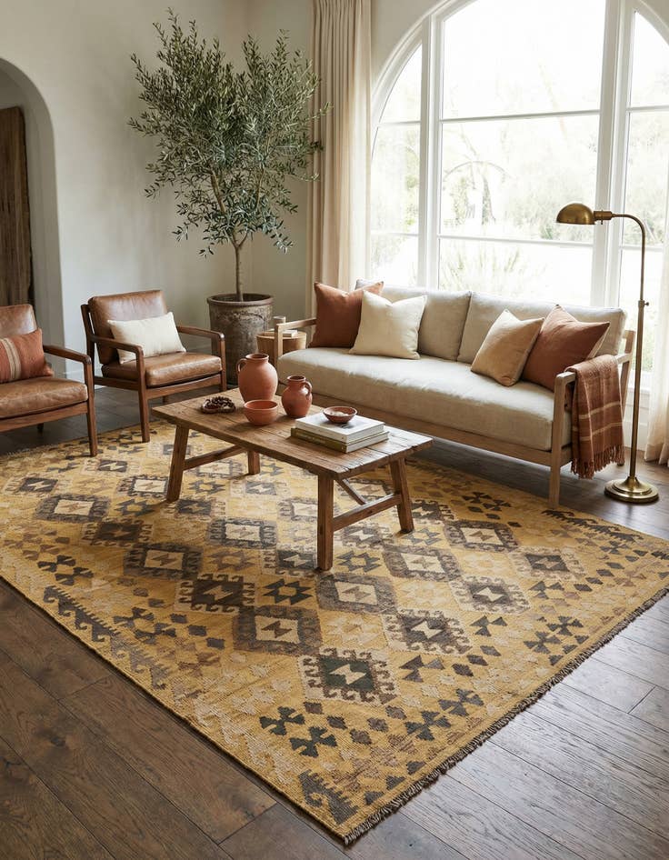 Detail image of 6' 6 x 9' 6 Hand Knotted Marok Kilim Rug