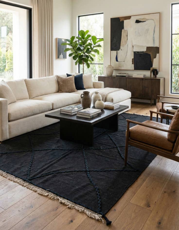 Detail image of 5' 8 x 8' 2  Hand Woven Kilim Modern Wool Rug